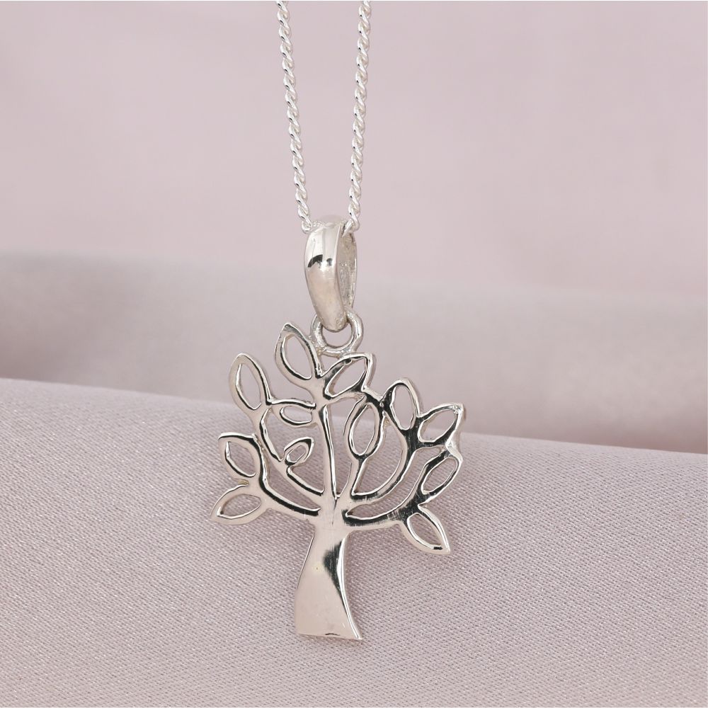 Silberkette Lebensbaum aus 925 Silber Geschenk Familienkette – Namelano