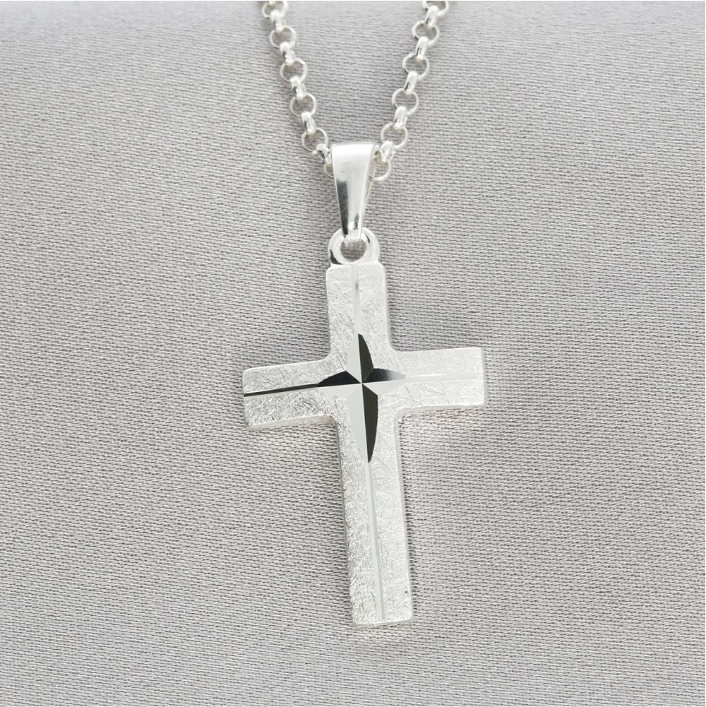 Silberkette Kreuz Anhänger Geschenk Taufe Gravur Kreuzkette silber –  Namelano