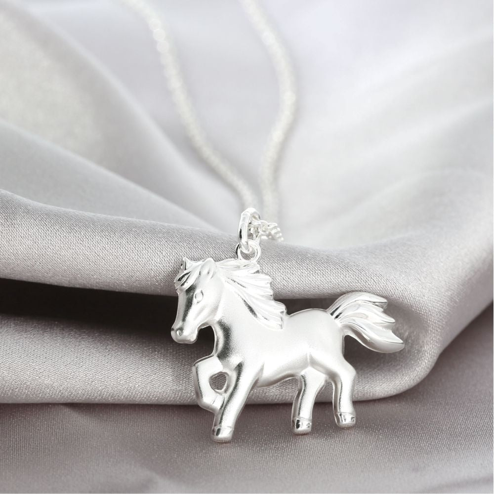 Silberkette Pferd Anhänger Geschenk für Freunde Namelano Reiter Pferde – Schmuck